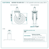 HQ1350S-TS3-HDP-X78 5" x 1-1/4" polyolefin swivel stem caster, 300 lb reference drawing, side, front and stem views with dimensions