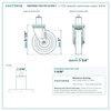 HQ1350S-TS3-PH-X1316 5" x 1-1/4" phenolic swivel stem caster, 300 lb reference drawing, side, front and stem views with dimensions
