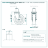 HQ1350S-TS3-PP-BLACK-X15 5" x 1-1/4" black polyurethane swivel stem caster, 300 lb reference drawing, side, front and stem views with dimensions