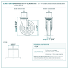 HQ1350S-TS3-PP-BLACK-X178 5" x 1-1/4" black polyurethane swivel stem caster, 300 lb reference drawing, side, front and stem views with dimensions