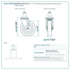 HQ1350S-TS3-SP-X1 5" x 1-1/4" blue solid polyurethane swivel stem caster, 300 lb reference drawing, side, front and stem views with dimensions