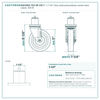 HQ1350S-TS3-SP-X15 5" x 1-1/4" blue solid polyurethane swivel stem caster, 300 lb reference drawing, side, front and stem views with dimensions