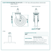 HQ1350S-TS3-SP-X75 5" x 1-1/4" blue solid polyurethane swivel stem caster, 300 lb reference drawing, side, front and stem views with dimensions