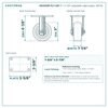 HQ1430R-PL1-LDP 3 x 1-1/4 in polyolefin rigid caster reference drawing, side, front and top plate views with dimensions