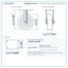 HQ1440R-PL1-HR 4 x 1-1/4 in hard rubber rigid caster reference drawing, side, front and top plate views with dimensions
