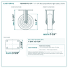 HQ1440R-PL1-SP 4 x 1-1/4 in blue polyurethane rigid caster reference drawing, side, front and top plate views with dimensions