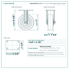 HQ1440R-PL1-TP 4 x 1-1/4 in TPR rigid caster reference drawing, side, front and top plate views with dimensions