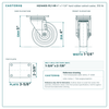 HQ1440S-PL1-HR 4 x 1-1/4 in hard rubber swivel caster reference drawing, side, front and top plate views with dimensions