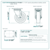 4" x 1-1/4" maroon polyurethane stainless swivel caster reference drawing, side, front and top plate views with dimensions