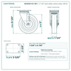 HQ1450S-PL1-HR 5 x 1-1/4 in hard rubber swivel caster reference drawing, side, front and top plate views with dimensions