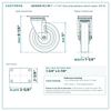 HQ1450S-PL1-SP 5 x 1-1/4 in blue polyurethane swivel caster reference drawing, side, front and top plate views with dimensions