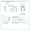 3" x 1-1/4" black polyurethane total lock swivel caster reference drawing, side, front and top plate views with dimensions