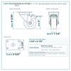 3" x 1-1/4" red polyurethane total lock swivel caster reference drawing, side, front and top plate views with dimensions