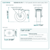 4" x 1-1/4" phenolic total lock swivel caster reference drawing, side, front and top plate views with dimensions