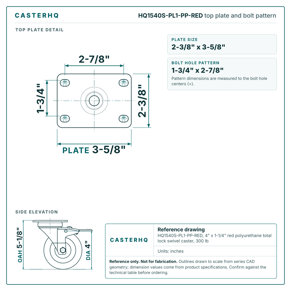 top plate drawing, 2-3/8" x 3-5/8" plate with bolt pattern dimensions