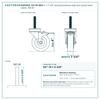 HQ1540S-TS1-PP-RED 4" x 1-1/4" red polyurethane total lock swivel stem caster, 350 lb reference drawing, 1/2"-13 x 2-3/4" threaded stem, side, front and stem views with dimensions