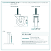 HQ1540S-TS1-SP 4" x 1-1/4" blue solid polyurethane total lock swivel stem caster, 300 lb reference drawing, 1/2"-13 x 2-3/4" threaded stem, side, front and stem views with dimensions