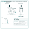 4" x 1-1/4" blue solid polyurethane total lock swivel stem caster reference drawing, side, front and top plate views with dimensions