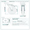 5" x 1-1/4" nylon total lock swivel caster reference drawing, side, front and top plate views with dimensions