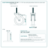 HQ1550S-TS1-SP 5" x 1-1/4" blue solid polyurethane total lock swivel stem caster, 350 lb reference drawing, 1/2"-13 x 2-3/4" threaded stem, side, front and stem views with dimensions
