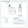 5" x 1-1/4" blue solid polyurethane total lock swivel stem caster reference drawing, side, front and top plate views with dimensions