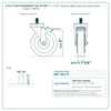 HQ1550S-TS2-TP-SET 5" x 1-1/4" thermo rubber total lock swivel stem caster, 1,400 lb reference drawing, 1/2"-13 x 1" threaded stem, side, front and stem views with dimensions