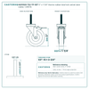 HQ1550S-TS2-TP-SET 5" x 1-1/4" thermo rubber total lock swivel stem caster, 1,400 lb reference drawing, 1/2"-13 x 2-3/4" threaded stem, side, front and stem views with dimensions