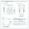HQ2040R-PL1-PAR-ORG 4 x 2 in polyurethane on aluminum rigid caster reference drawing, side, front and top plate views with dimensions
