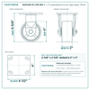 HQ2040R-PL1-PIR-RED 4 x 2 in polyurethane on iron rigid caster reference drawing, side, front and top plate views with dimensions