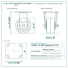 HQ2040R-PL1-PPR-MAR 4 x 2 in polyurethane on polyolefin rigid caster reference drawing, side, front and top plate views with dimensions