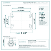 HQ2040R-PL3-PIR-RED top plate bolt pattern drawing, 4-1/2 x 6-1/4 in plate, slotted bolt holes