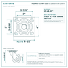HQ2040S-PL1-HPR-2S2R top plate bolt pattern drawing, 4 x 4-1/2 in plate
