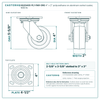 HQ2040S-PL1-PAR-ORG 4 x 2 in polyurethane on aluminum swivel caster reference drawing, side, front and top plate views with dimensions