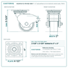 HQ2040S-PL1-PIR-RED-SWB 4 x 2 in polyurethane on iron total lock swivel caster reference drawing, side, front and top plate views with dimensions
