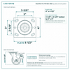 HQ2040S-PL1-PIR-RED-SWB top plate bolt pattern drawing, 4 x 4-1/2 in plate, slotted bolt holes