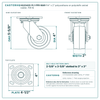 HQ2040S-PL1-PPR-MAR-1 4 x 2 in polyurethane on polyolefin swivel caster reference drawing, side, front and top plate views with dimensions