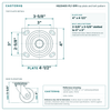 HQ2040S-PL1-SPR top plate bolt pattern drawing, 4 x 4-1/2 in plate, slotted bolt holes