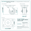HQ2040S-PL3-PAR-ORG 4 x 2 in orange polyurethane on aluminum swivel caster reference drawing, side, front and top plate views with dimensions