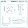 HQ2050R-PL1-PHR 5 x 2 in phenolic rigid caster reference drawing, side, front and top plate views with dimensions