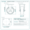 HQ2050R-PL1-PIR-GRN 5 x 2 in polyurethane on iron rigid caster reference drawing, side, front and top plate views with dimensions