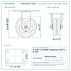 5" x 2" cast iron V-groove rigid caster reference drawing, side, front and top plate views with dimensions