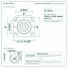 HQ2050S-PL1-PIR-RED-SWB top plate bolt pattern drawing, 4 x 4-1/2 in plate, slotted bolt holes
