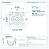 HQ2050S-PL1-PIR-REDB-SWB-SET top plate bolt pattern drawing, 4 x 4-1/2 in plate, slotted bolt holes
