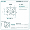 HQ2050S-PL1-PIR-REDB-SWB top plate bolt pattern drawing, 4 x 4-1/2 in plate, slotted bolt holes