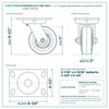 HQ2050S-PL3-PAR-ORG 5 x 2 in orange polyurethane on aluminum swivel caster reference drawing, side, front and top plate views with dimensions