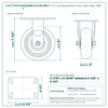 HQ2060R-PL3-PIR-RED 6 x 2 in red polyurethane on iron rigid caster reference drawing, side, front and top plate views with dimensions