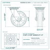 HQ2060S-PL1-NYR 6 x 2 in nylon swivel caster reference drawing, side, front and top plate views with dimensions