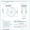 HQ2060S-PL1-PAR-ORG 6 x 2 in polyurethane on aluminum swivel caster reference drawing, side, front and top plate views with dimensions