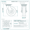 HQ2060S-PL1-PHR 6 x 2 in phenolic swivel caster reference drawing, side, front and top plate views with dimensions