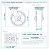 HQ2060S-PL1-PIR-GRN 6 x 2 in polyurethane on iron swivel caster reference drawing, side, front and top plate views with dimensions